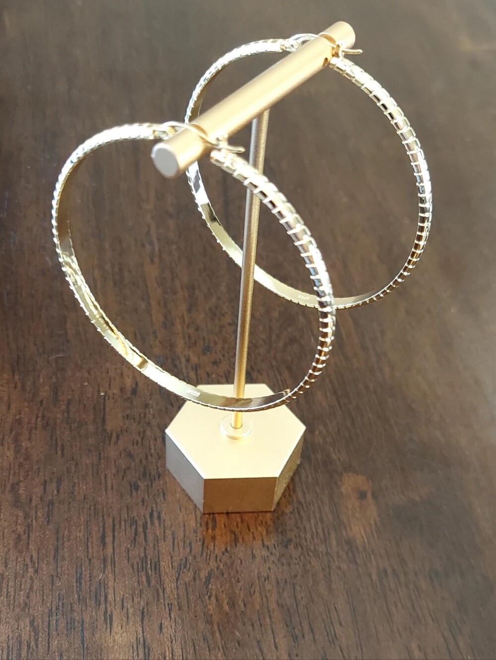Classic Gold-Tone Textured Hoop Earrings
